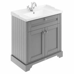 Old London 800mm 2-Door Cabinet & Basin - Storm Grey