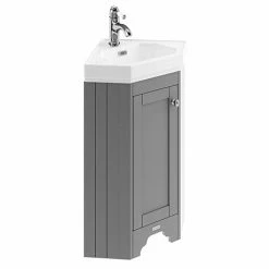Old London Corner Vanity Unit - Storm Grey - 595mm With Brushed Nickel Handle - LOF209