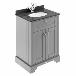 Old London 600mm Cabinet & Single Bowl Black Marble Top - Storm Grey