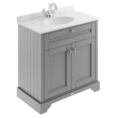 Old London 800mm Cabinet & Single Bowl Grey Marble Top - Storm Grey 1 Old London 800mm Cabinet & Single Bowl Grey Marble Top - Storm Grey