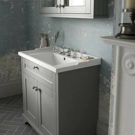 Old London 600mm 2-Door Cabinet & Basin - Storm Grey 2 Old London 600mm 2-Door Cabinet & Basin - Storm Grey - Image 2