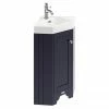 Old London Corner Vanity Unit - Twilight Blue - 595mm With Brushed Nickel Handle - LOF309