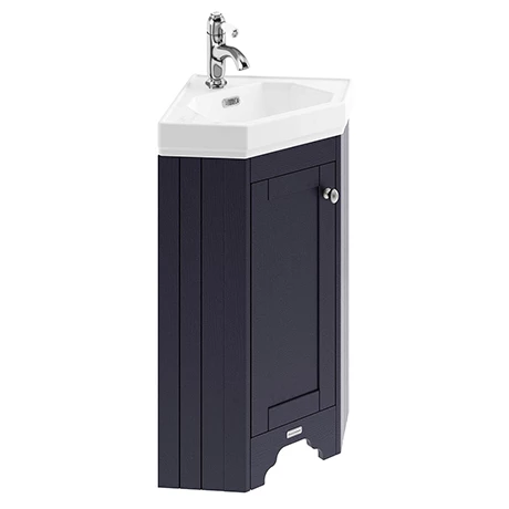 Old London Corner Vanity Unit - Twilight Blue - 595mm With Brushed Nickel Handle - LOF309 1 Old London Corner Vanity Unit - Twilight Blue - 595mm With Brushed Nickel Handle - LOF309