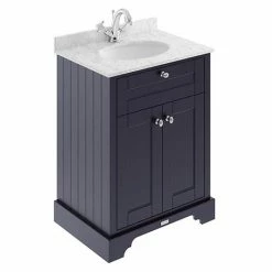Old London 600mm Cabinet & Single Bowl Grey Marble Top - Twilight Blue