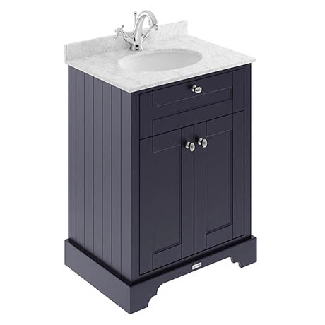 Old London 600mm Cabinet & Single Bowl Grey Marble Top - Twilight Blue 1 Old London 600mm Cabinet & Single Bowl Grey Marble Top - Twilight Blue