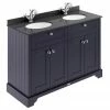 Old London 1200mm Cabinet & Double Bowl Black Marble Top - Twilight Blue
