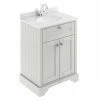 Old London 600mm Cabinet & Single Bowl White Marble Top - Timeless Sand