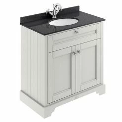 Old London 800mm Cabinet & Single Bowl Black Marble Top - Timeless Sand