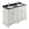 Old London 1200mm Cabinet & Double Bowl Black Marble Top - Timeless Sand