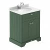 Old London 600mm Cabinet & Single Bowl White Marble Top - Hunter Green