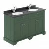 Old London 1200mm Cabinet & Double Bowl Black Marble Top - Hunter Green