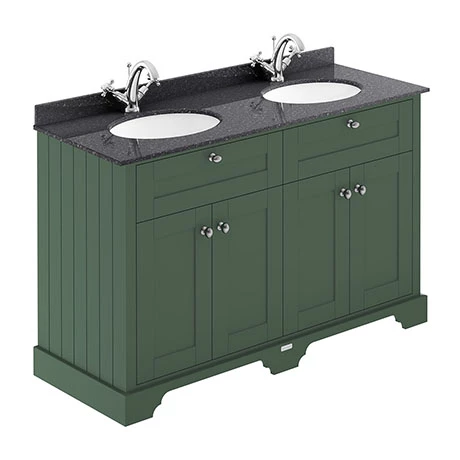 Old London 1200mm Cabinet & Double Bowl Black Marble Top - Hunter Green Old London 1200mm Cabinet & Double Bowl Black Marble Top - Hunter Green -Old London shop LOF863 P