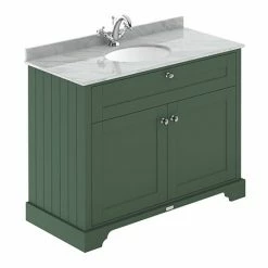 Old London 1000mm Cabinet & Single Bowl Grey Marble Top - Hunter Green