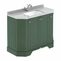 Old London Hunter Green Art Deco 1000mm Angled Cabinet With Grey Marble Basin Top