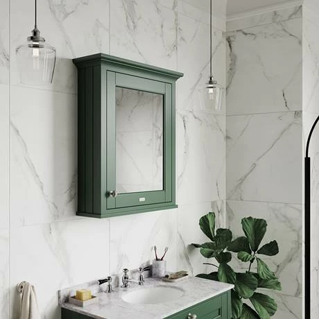 Old London 600mm Mirror Cabinet - Hunter Green - LON814 2 Old London 600mm Mirror Cabinet - Hunter Green - LON814 - Image 2