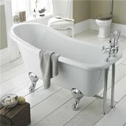 Old London - Brockley 1500 X 730 Slipper Freestanding Bath With Chrome Leg Set -Old London shop Old London Brockley 1490 x 730 Slipper Freestanding Bath with Chrome Leg Set d2 375 1