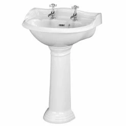 Old London Chancery Traditional 2TH Basin & Full Pedestal - Various Size Options