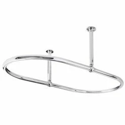 Old London - Chrome Oval Shower Curtain Rail With Middle Ceiling Mounts - LDA010