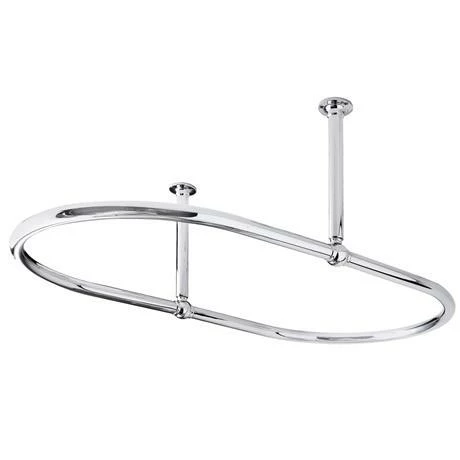Old London - Chrome Oval Shower Curtain Rail With Middle Ceiling Mounts - LDA010 1 Old London - Chrome Oval Shower Curtain Rail With Middle Ceiling Mounts - LDA010