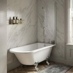 Old London Winterburn 1700 X 750 Single Ended Traditional Shower Bath With Chrome Leg Set